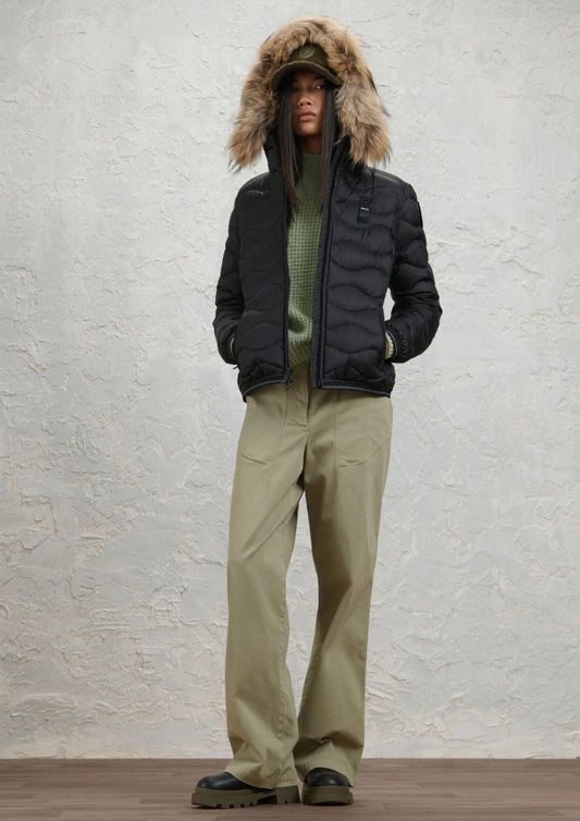 BLAUER - Giubbino Corto Imbottito Piuma Aldie Nero Beige