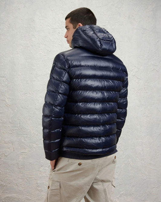 BLAUER - Giubbino Corto Imbottito Ovatta Termica Adams Blu Int. Tabacco