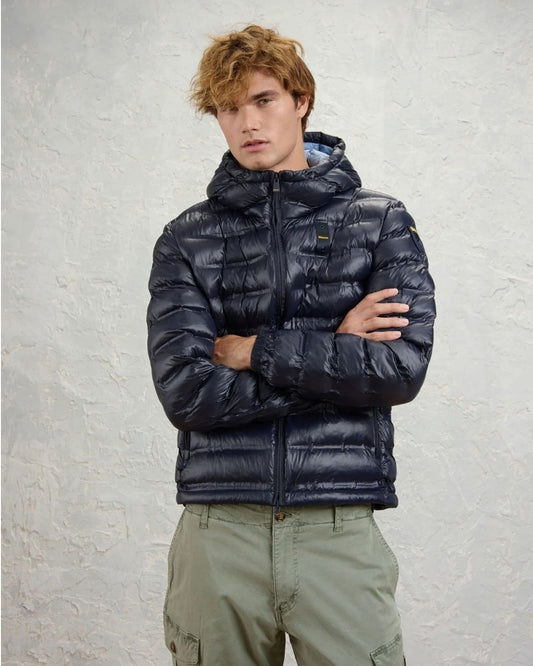 BLAUER - Giubbino Corto Imbottito Ovatta Termica Charles Blu Int. Blue