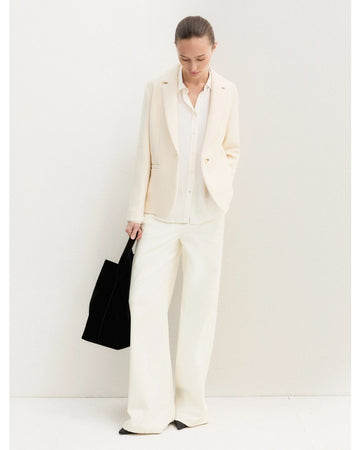 Giacca sfiancata in stuoia stretch Bianco Lana