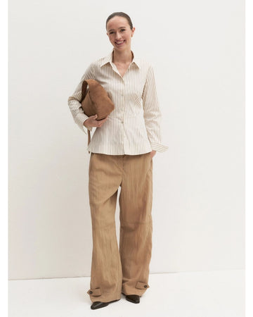 Camicia in popeline con taglio in vita Bianco lana
