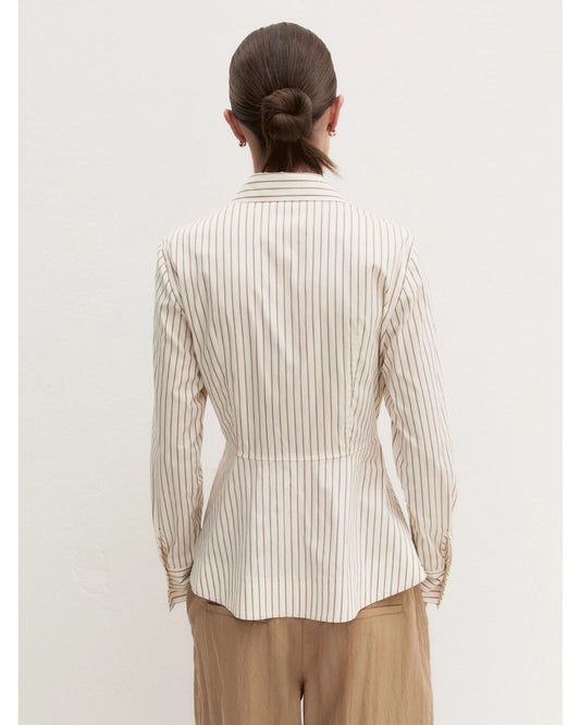 EMME MARELLA - Camicia in popeline con taglio in vita Bianco lana