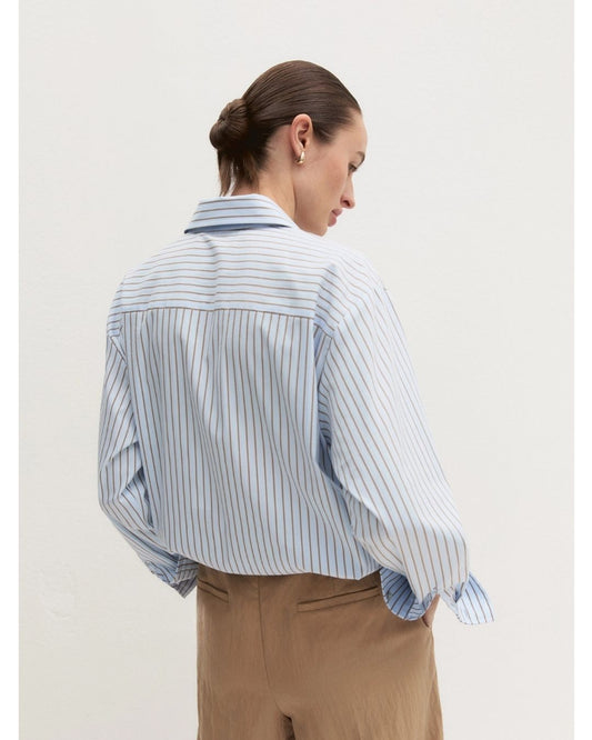 EMME MARELLA - Camicia balloon in popeline stretch Azzurro