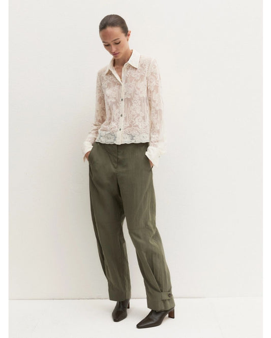 EMME MARELLA - Camicia cropped in tulle ricamato Bianco lana