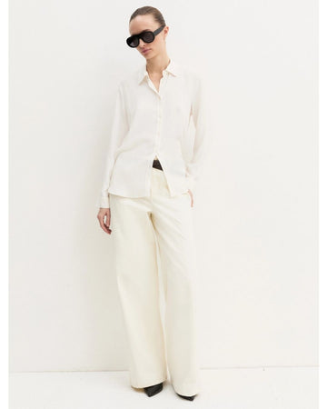 Camicia dritta in misto seta Bianco lana