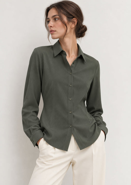 Emme Marella - Camicia Donna scalata Verde Sottobosco