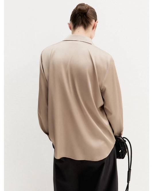 EMME MARELLA - Camicia in raso stretch Almond