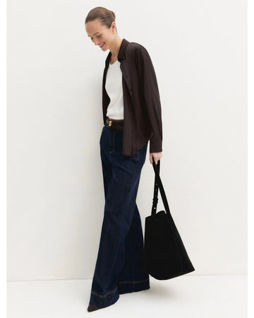 Camicia in raso stretch Testa di moro
