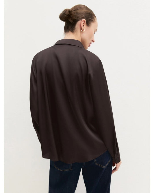EMME MARELLA - Camicia in raso stretch Testa di moro