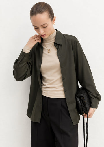 Emme Marella - Camicia Donna scalata Verde sottobosco