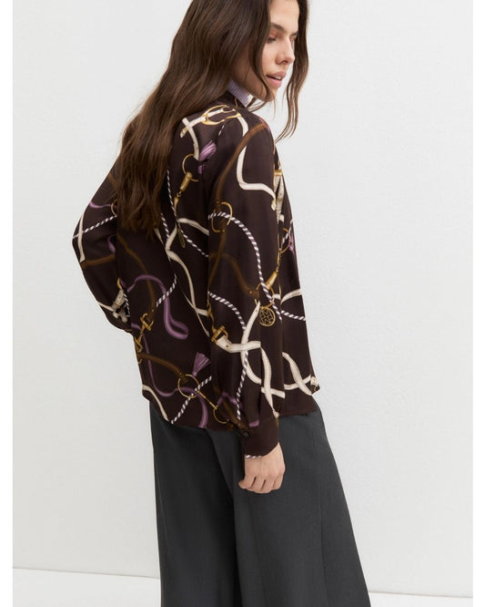 EMME MARELLA - Camicia in twill di viscosa Testa di moro