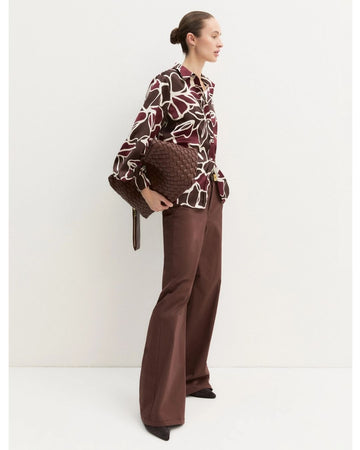 Camicia in twill stampato Marrone
