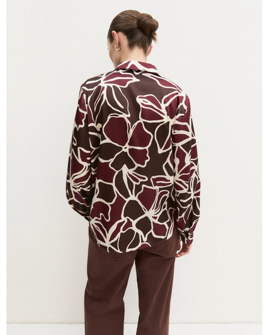 Emme Marella - Camicia in twill stampato Marrone