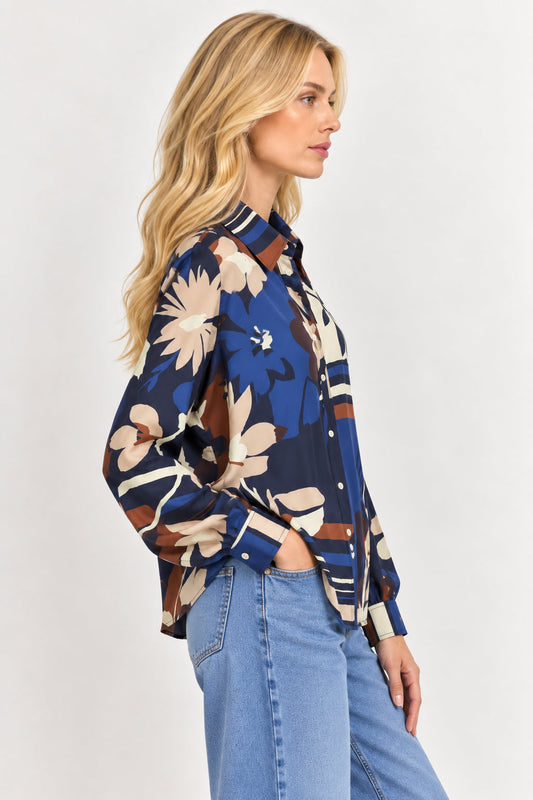 EMME MARELLA -  Camicia Donna denaro Bianco Floreale