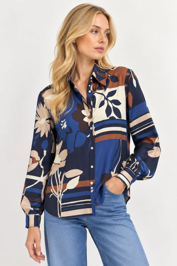 EMME MARELLA -  Camicia Donna denaro Bianco Floreale