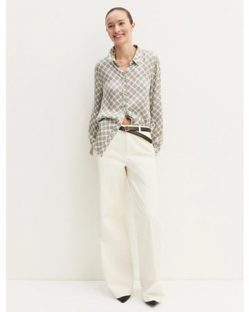 Emme Marella - Camicia in raso stampato Bianco lana