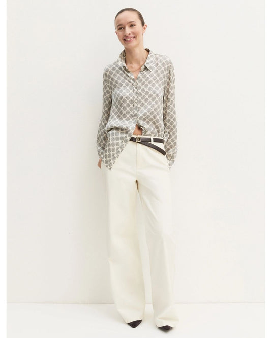 Emme Marella - Camicia in raso stampato Bianco lana