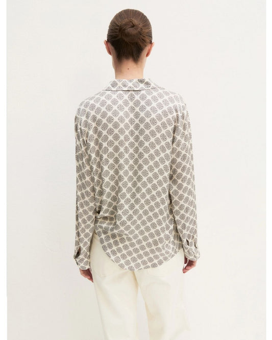 Emme Marella - Camicia in raso stampato Bianco lana