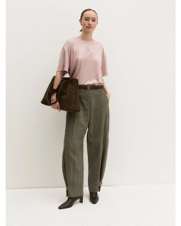 Pantalone fluido in tessuto crinckle Kaki