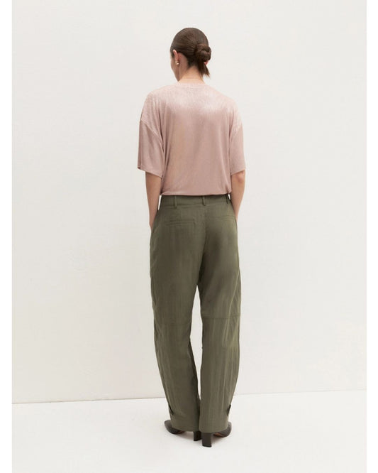EMME MARELLA - Pantalone fluido in tessuto crinckle Kaki