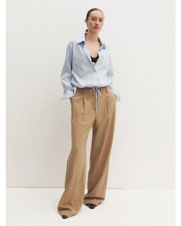 Pantalone wide leg in tessuto crinckle Naturale