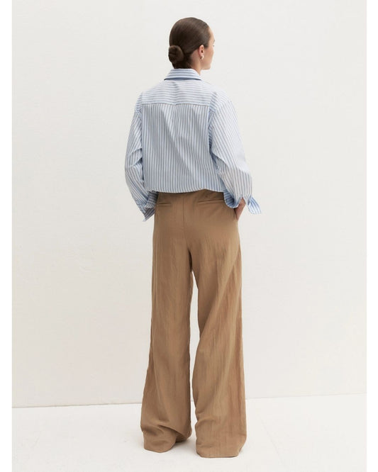 EMME MARELLA - Pantalone wide leg in tessuto crinckle Naturale