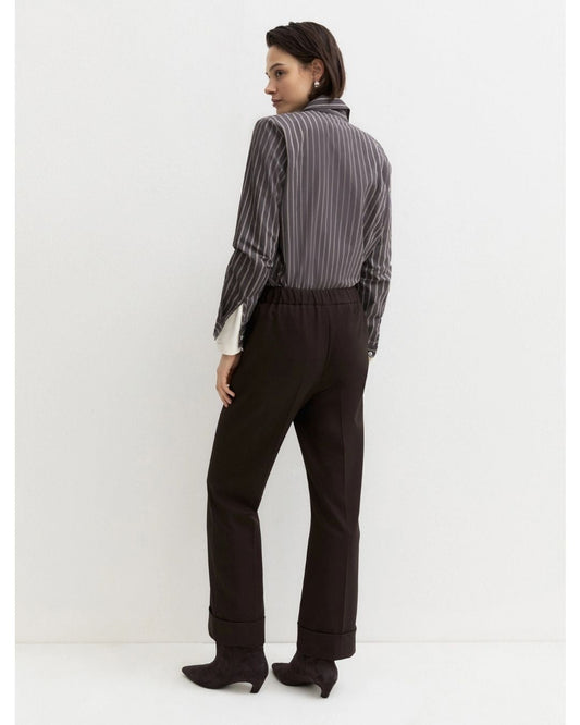 EMME MARELLA - Pantalone in gabardina stretch Testa di moro