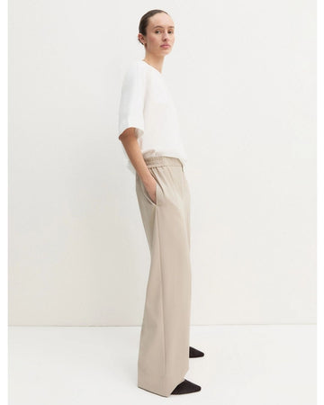 Pantalone dritto in flanella stretch Ecru'
