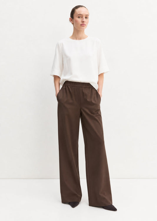 EMME MARELLA -  Pantalone dritto in flanella stretch fiesta Testa di Moro