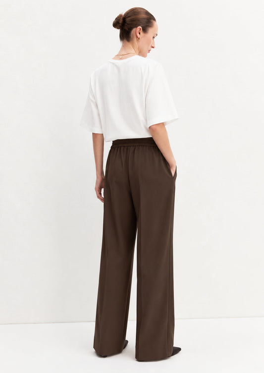 EMME MARELLA -  Pantalone dritto in flanella stretch fiesta Testa di Moro