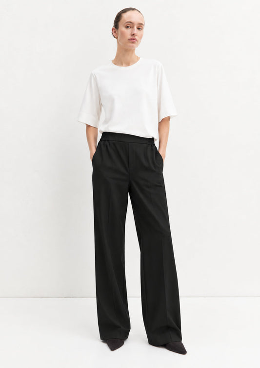 EMME MARELLA - Pantalone dritto in flanella stretch fiesta Nero