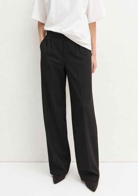 EMME MARELLA - Pantalone dritto in flanella stretch fiesta Nero