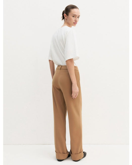 EMME MARELLA - Pantalone in twill stretch Cammello