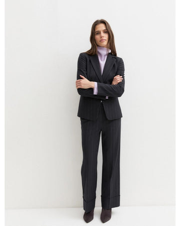Pantalone dritto in gabardina stretch Blu