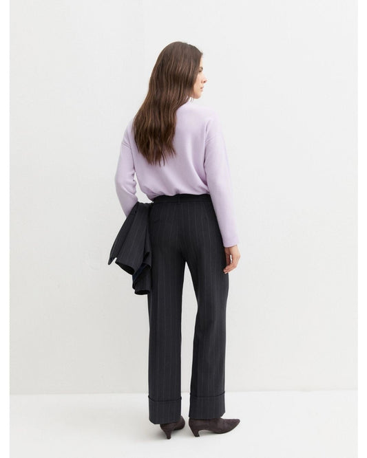 EMME MARELLA - Pantalone dritto in gabardina stretch Blu