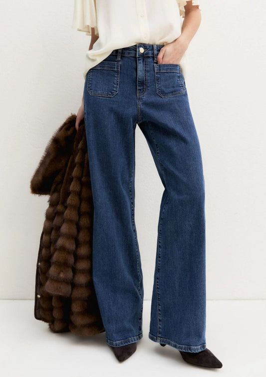 EMME MARELLA - Jeans wide flare whideflare Blu