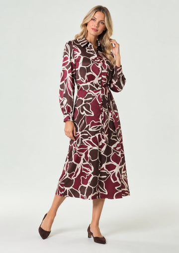 EMME MARELLA - Chemisier in twill stampato alarico Marrone Floreale