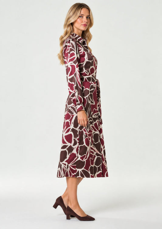 EMME MARELLA - Chemisier in twill stampato alarico Marrone Floreale