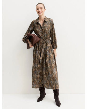 Chemisier lungo in twill stampato Sottobosco