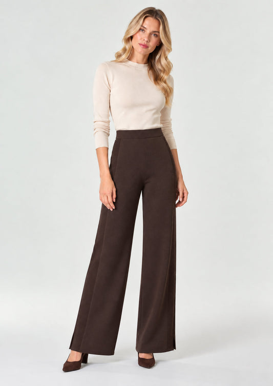 EMME MARELLA - Pantalone in viscosa stretch foggia Testa di Moro