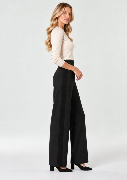 EMME MARELLA - Pantalone in viscosa stretch foggia Nero