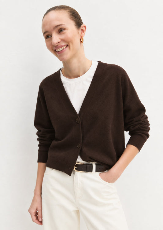 EMME MARELLA - Cardigan dritto in viscosa stretch bacini Testa di Moro