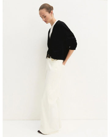 Emme Marella - Cardigan dritto in viscosa stretch Nero