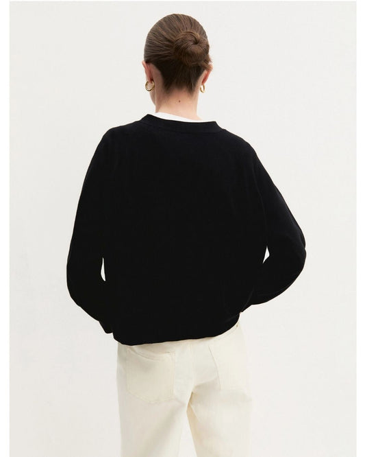 Emme Marella - Cardigan dritto in viscosa stretch Nero