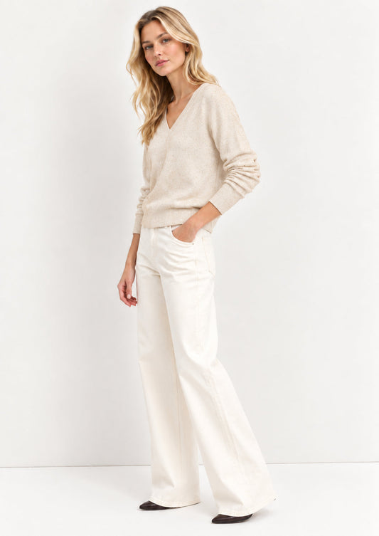 EMME MARELLA - Maglia in filato di misto lana con lurex e paillette fertile Avorio