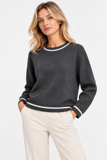 EMME MARELLA - Maglia in filato lana e cashmere grege Grigio Scuro Melange
