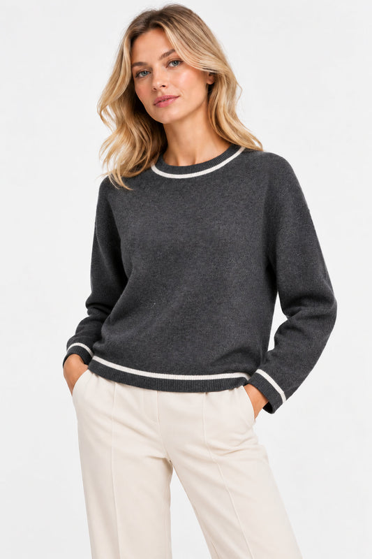 EMME MARELLA - Maglia in filato lana e cashmere grege Grigio Scuro Melange