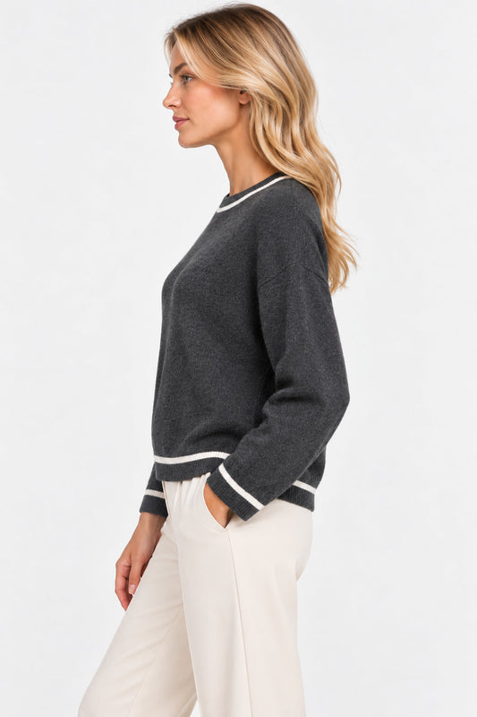 EMME MARELLA - Maglia in filato lana e cashmere grege Grigio Scuro Melange