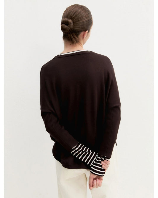 EMME MARELLA - Maglia over in viscosa stretch curvato Testa di moro