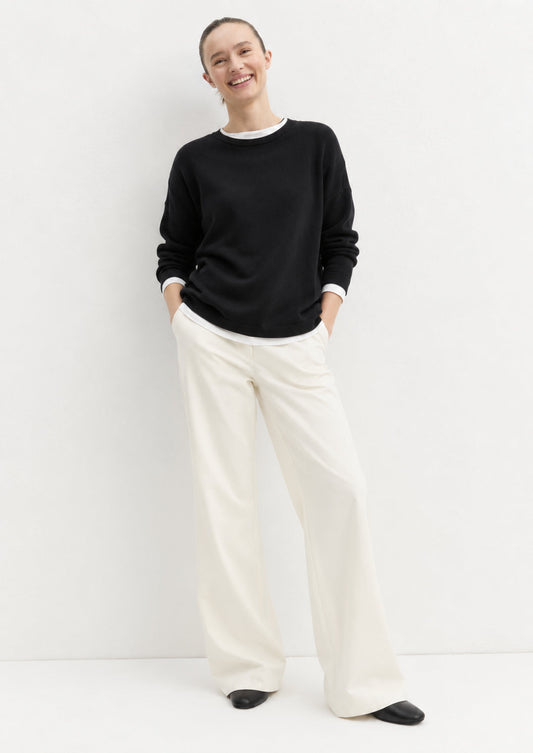EMME MARELLA - Maglia over in viscosa stretch curvato Nero